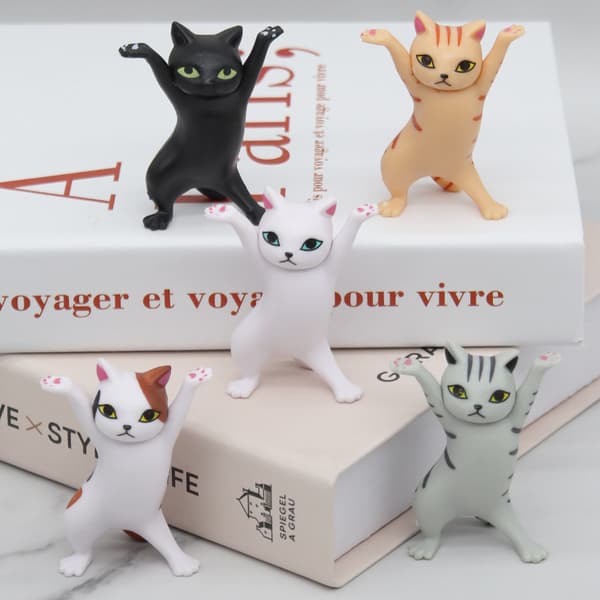 Set med 5 Dansande Katter och Pennställ, Rolig Katt Pennställ, Danc