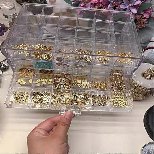 Smykkeskrin i akryl med 5 skuffer og 120 rum