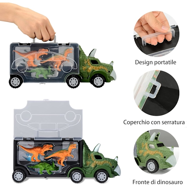 Dinosauruksen leluauto, lasten auto, satunnainen 3 pientä dinosaurusta, tyttö ja