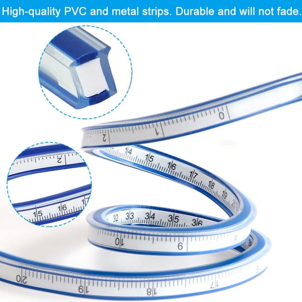 Fleksibel PVC + Metal Lineal - 60cm, Fleksibel Buet Lineal, Transparent
