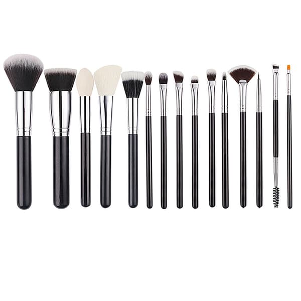 15-delt sort makeup børstesæt