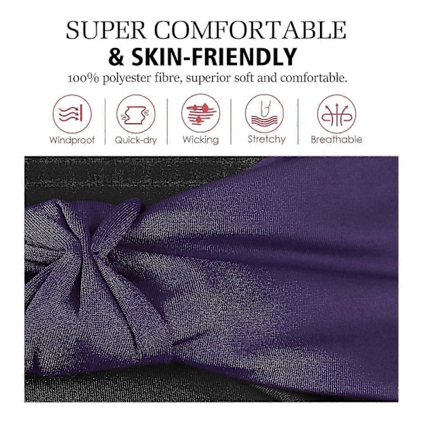 Hårband för damer, multifunktionellt hårband, multi-styl Black with Purple