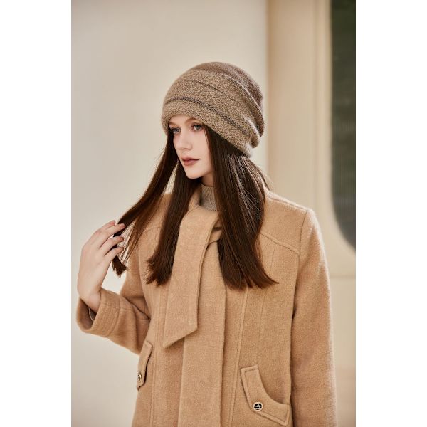 Yllehatt, varm hatt, stickad hatt, mjuk-Khaki