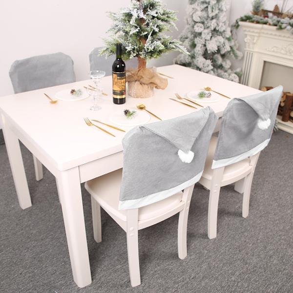 Set med 6 gråa stolsöverdrag med tomtemössa, 49x58cm, Creative Chris