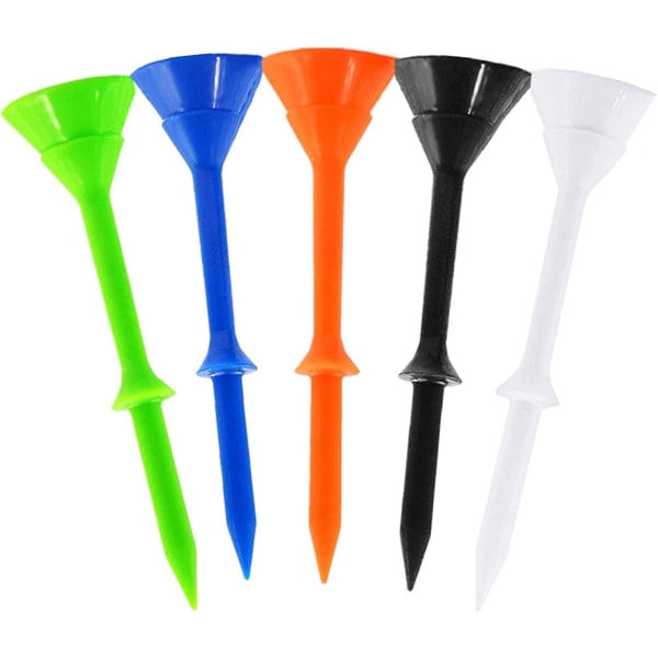 Plastgolfteeer i blandet farge, 3 1/4 tommer, 83 mm lang, ubruddbar