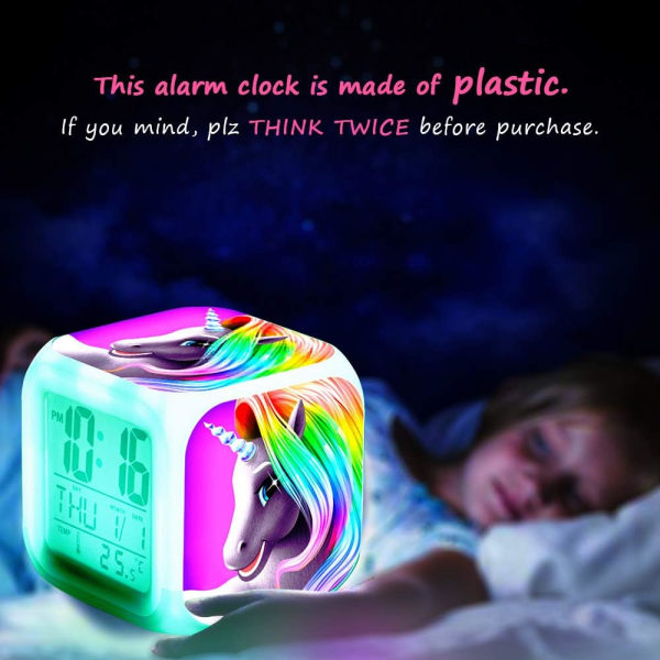 Unicorn Digital Alarm Clocks for Girls (1), Glowing Night LED LC