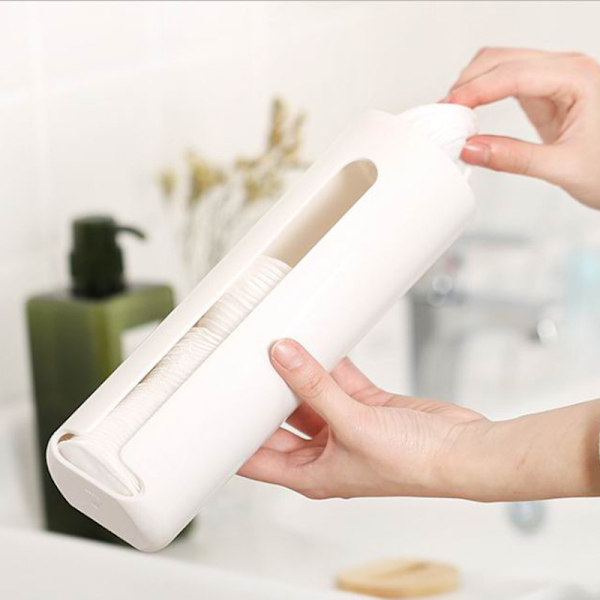 1 stk (hvid, ca. 7,7 cm * 6,6 cm * 23,8 cm) Bomuldsdispenser, Bomuld