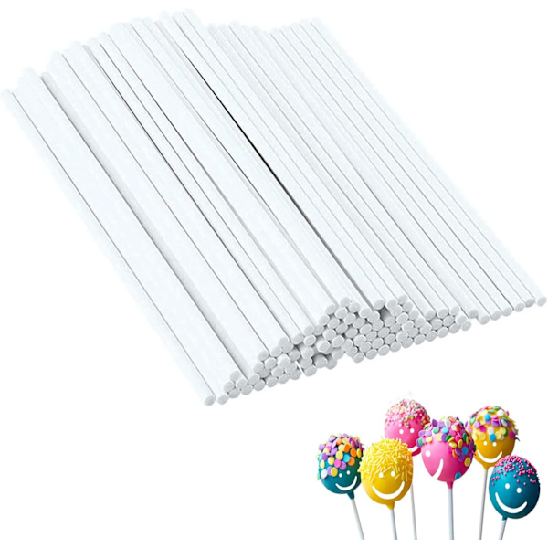 100 Pakk Papir Lollipop Pinner for å Lage Morsomme Lollipops, Hvit