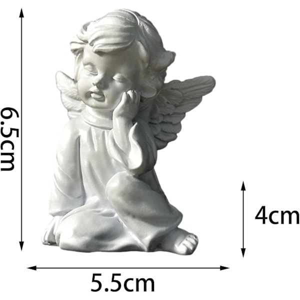 Skrivebordsengel Skulptur, Harpiks Sød Lille Hvid Engel Pige Statue