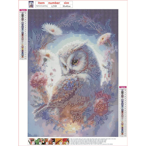 ##/DIY Diamantmaleri, Diamantkunstmaleri Ugle Sett for Voksne##/