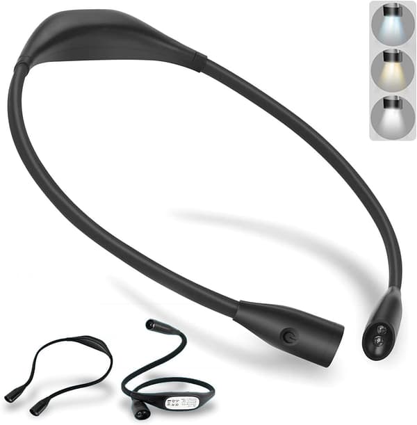Halslampe, Genopladelig 4 LED Hug LED Halslampe med 3 Farver M