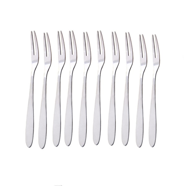 (pakke med 10) 13 cm Mini Rustfrit Stål Frugt Salat Gaffel Snack Til