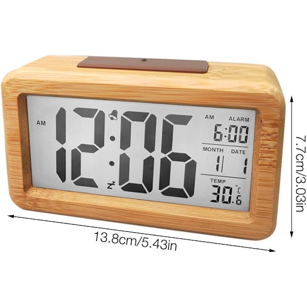 ##/Digital väckarklocka, Väckarklocka i trä, Digital klocka, Massivt trä##/