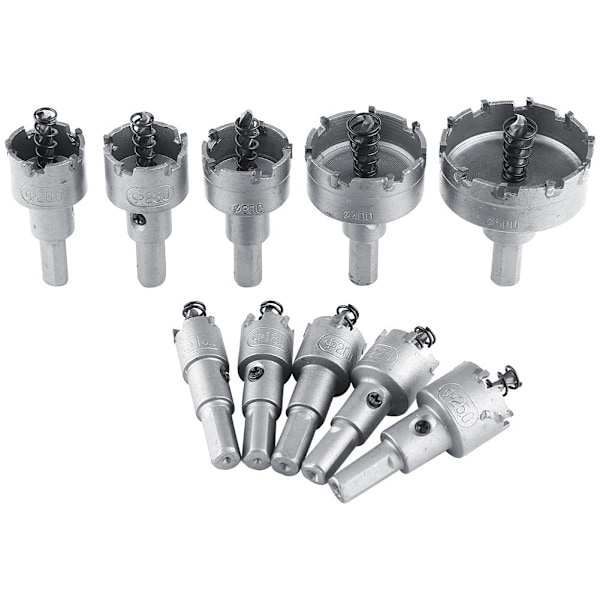 10 st 16-50 mm HSS Borr Bits Hålsåg Set Carbide Tip TCT Core Me