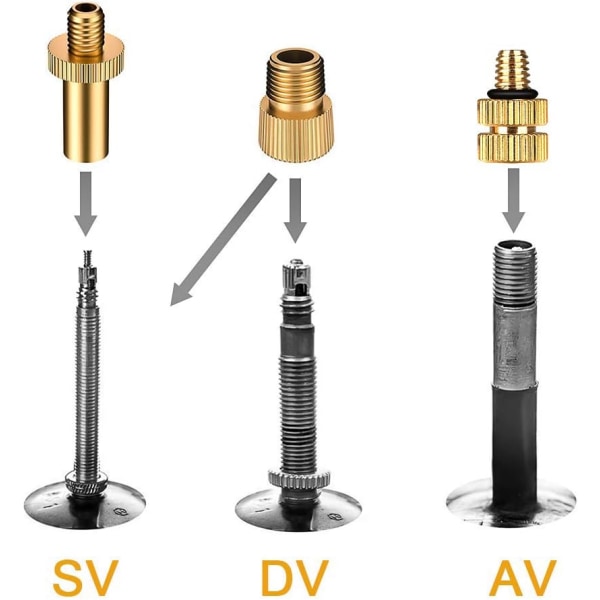 Sykkelpumpe Adapter Sykkelventil Adapter (DV/AV/SV) Sykkelpumpe Adapter