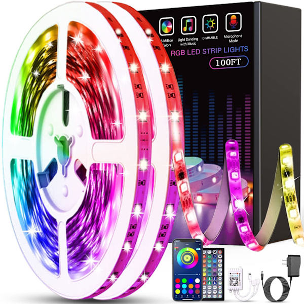 10M LED-Strips, 5050 RGB LED-Strips, Multifarvet Fleksibel LED-Strips
