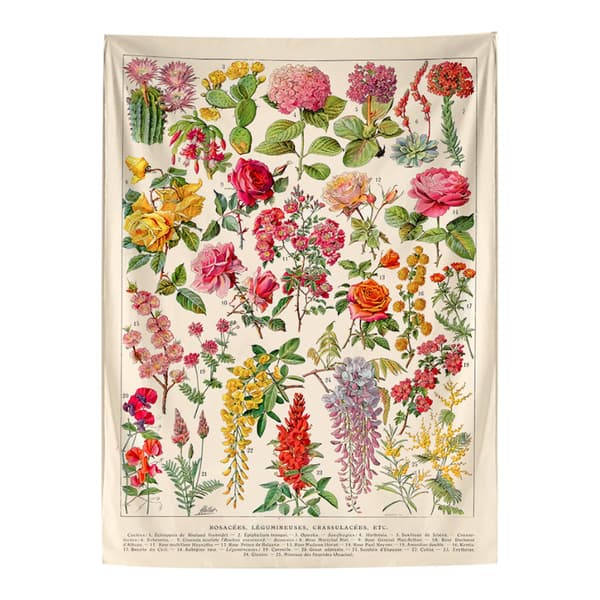 130x150cm Veggteppe med blomster og planter for naturdekor