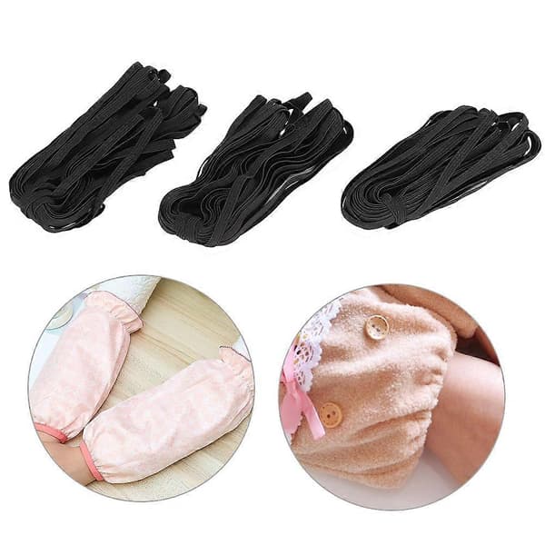 3 poser 0,6 cm 10 m/32,8 ft flad elastisk snor bånd til tøj syning DIY håndværksprojekt sort