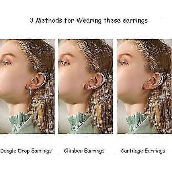 Øredobber for kvinner, 7 krystaller sterling sølvbelagte øredobber, dråpeøredobber med cubic zirconia