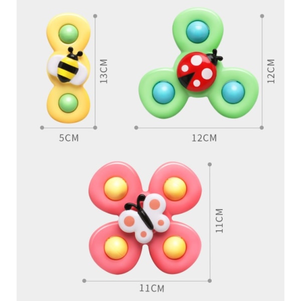 3 ST Baby med roterande sugkopp som snurrar T