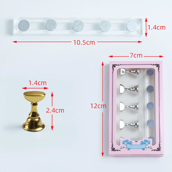 3 Set Acrylic Nail Display Stand (guld, silver, rosa) Transparent