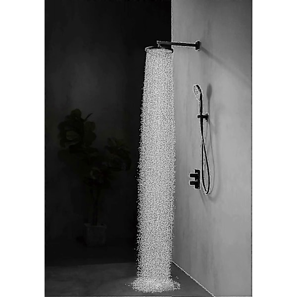 Premium Kvalitet 220mm Brusehoved. Spa Massage Brusebad (sort)