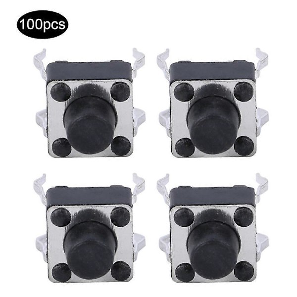 100 stk. Momentan taktil trykknappbryter Mini Micro Tact Switch Tilbehør 6 x 6 x 6 mm