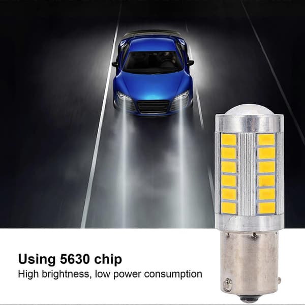 1156 Bil LED Pære 5630 33SMD Høy Effekt for Blinklys Brems Stopp Bak DRL Tåkelys Gul Lys