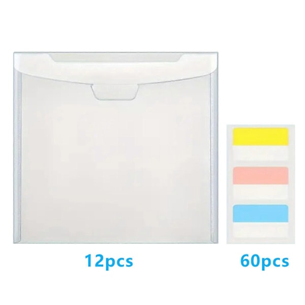 Kuvert Mappe Scrapbog Papir Organizer med Klæbende Indeksfaner Vandtæt Klar Dokument Organizer Opbevaringstaske 12pcs