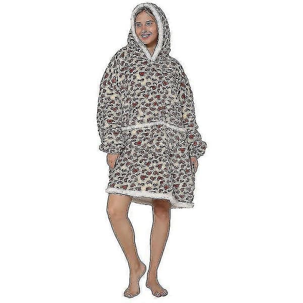 Super Dalian Hettegenser Teppe Hettegenser Supermyk Sherpa Ull Gigantisk Genser For Voksne-9 Leopard