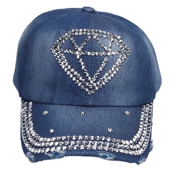 ##/Baseballkasket med strass - Blå diamanter, cowboyhat-##/