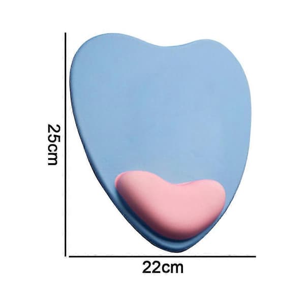 Ergonomisk hjerteformet musematte, med gel håndleddsstøtte, sklisikker for hjemmekontorbruk blue