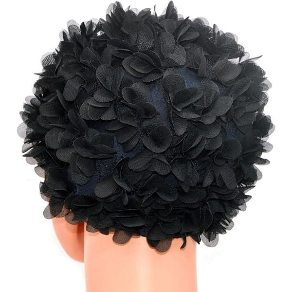 ##/Dames Badehætte i Blonder - Retro, Vintage Stil - Blomsterblade（##/