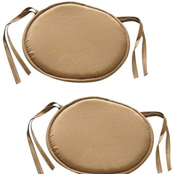 Set med 2 (Bruna) vadderade trädgårdsstolsdynor med band 38 x 38 cm
