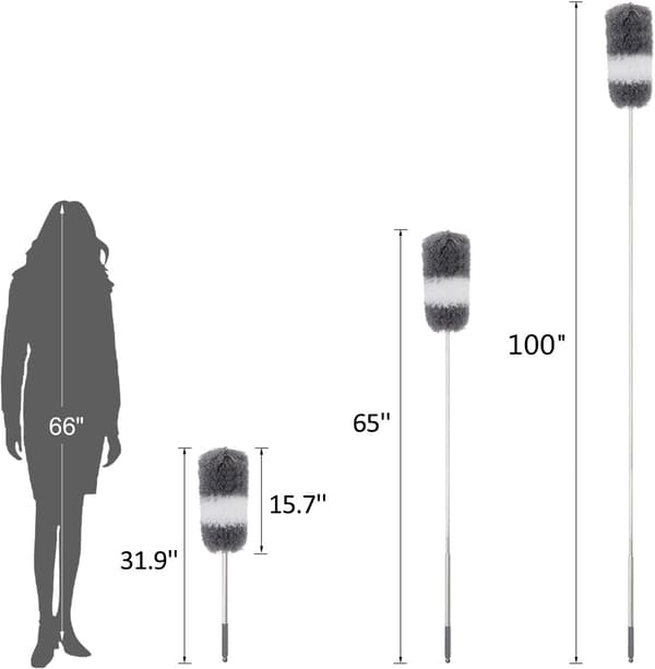 Teleskopisk dammvippa, spindelvävsborste, Varg Huvud 254CM Tvättbar F