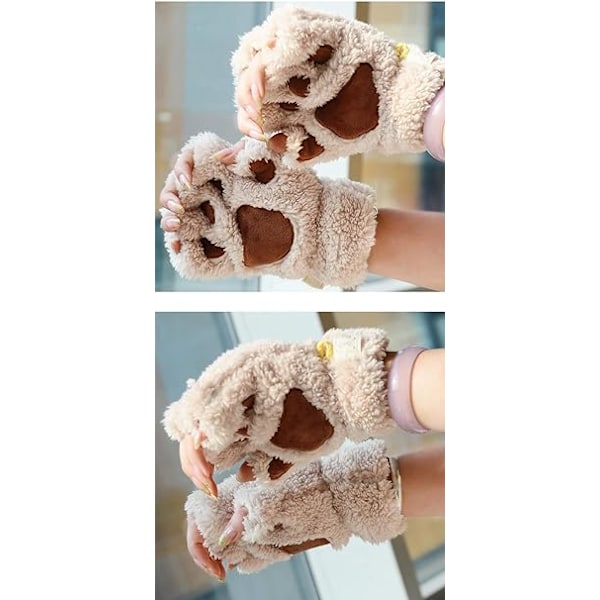 Kattklo-Vantar Barn Beige Vuxen Söt Björntass Vante Höst-