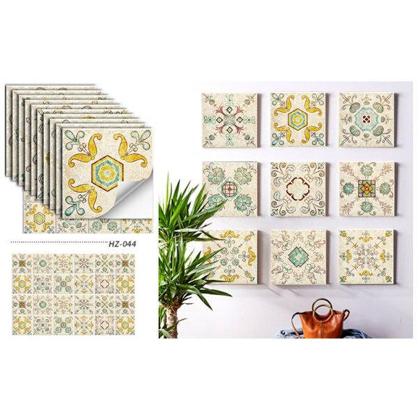 ##/24 stk Selvklebende blomsterfliser 15×15cm - Gul, Kjøkken S##/