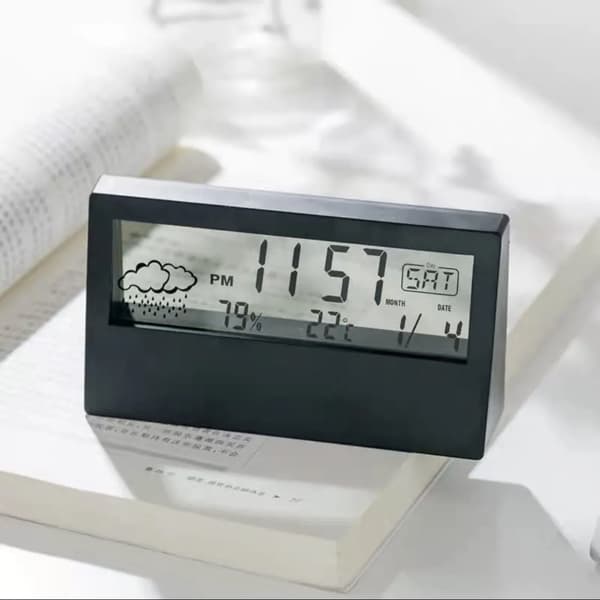 Svart Transparent Digital Vekkerklokke, Reise Digital Vekkerklokke