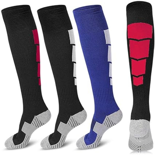 3 Par Fotbollssockor, Sport Knähöga Sockor Kalvkompression Ath