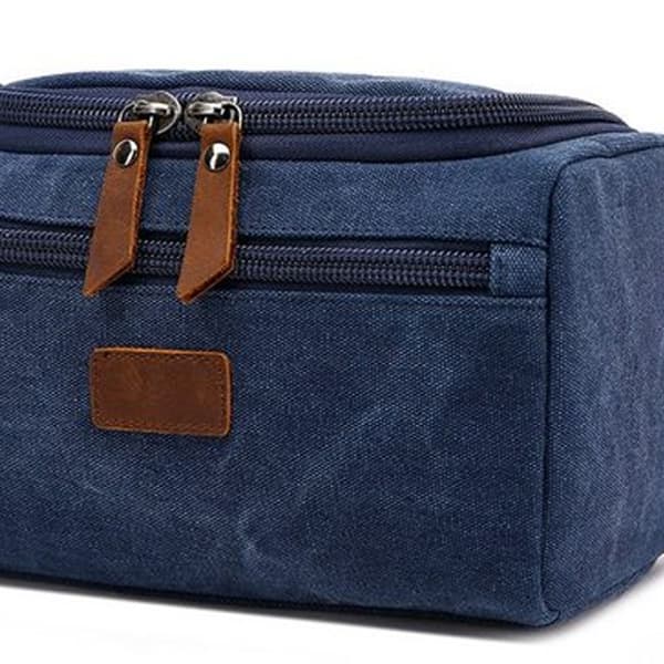 ##/Blå kosmetikkveske, vintage toalettveske##/