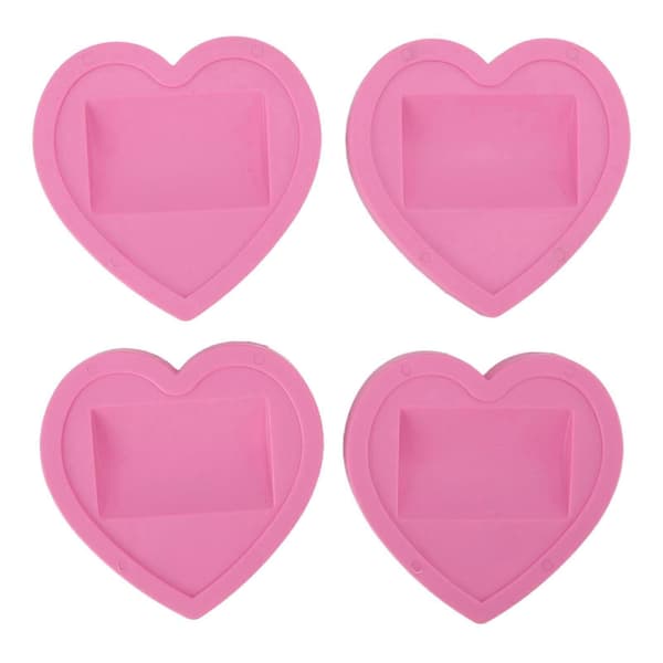 4 stk. Hjulkopper Universal Rosa Hjerte Mønster Gummi Lav Støy Beskyttende Møbelputer