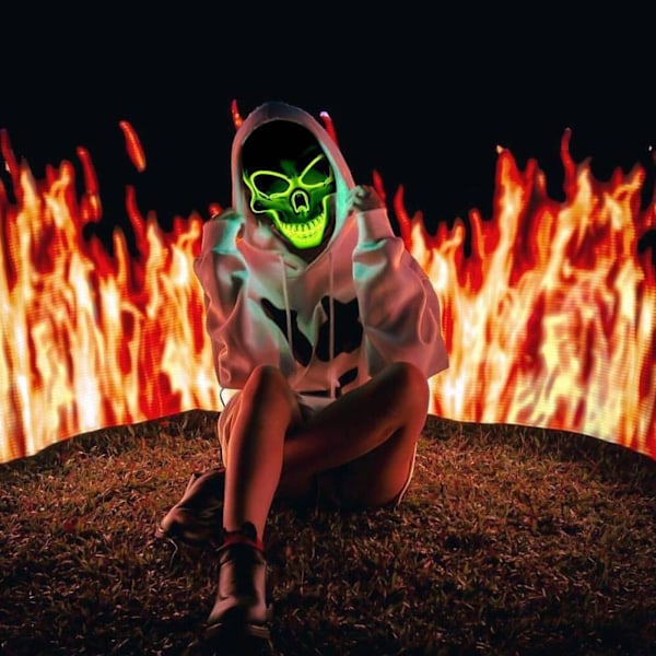 ##/Dekorativ Halloween LED-mask LED-skelettmask lyser upp för Halloween##/