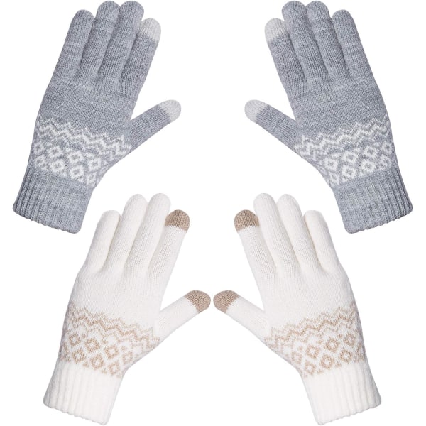 2 Pairs Women's Gloves Winter Warm Touch Screen Gloves Soft Knit