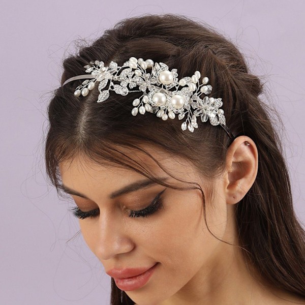##/Hårtillbehör för bröllop Silver Pärla Blomma Hårklämma Brud Hårklämmor##/