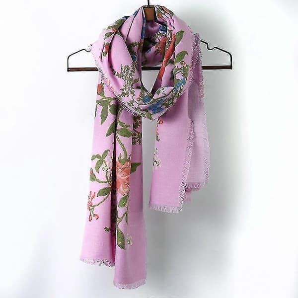 Frynset imiteret cashmere dame efterår vinter tørklæde tæppe wrap sjal stole varm blød Rose broken flower wine red