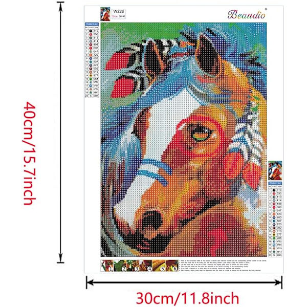 30*40cm, 5D diamantmaleri-sæt, hest