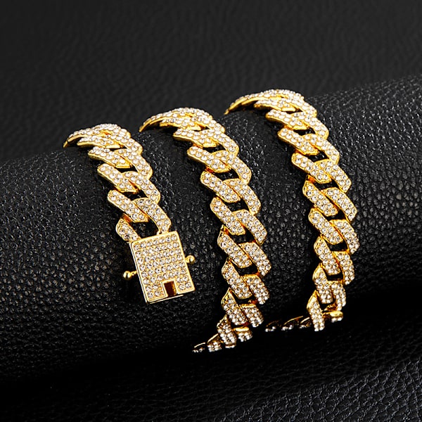 ##/Cuban Link Kæde til Mænd Iced Out Miami Cuban Link Halskæde Guld Sølvbelagt Halskæder Diamant Kæde Bling Bling Hip Hop Smykker Sølv##/