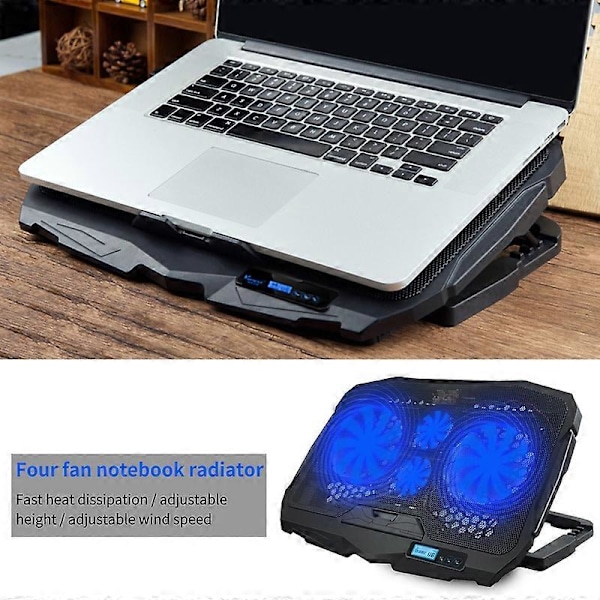 S18 Laptopställ Justerbart 4 Tysta Fläktar ABS Kontroll Fläkthastighet Notebookhållare Kylplatta för Notebook A