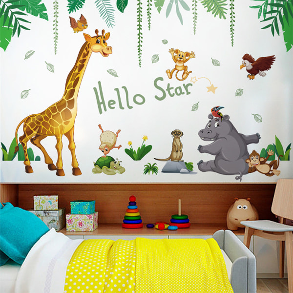 decalmile Jungle Animals Wall Stickers Safari Giraffe Elephant W