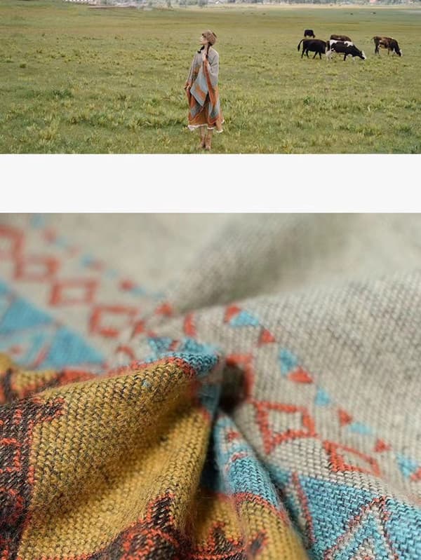 Stickad poncho XXL scarf Elegant mjuk poncho 1 st för att hålla värmen